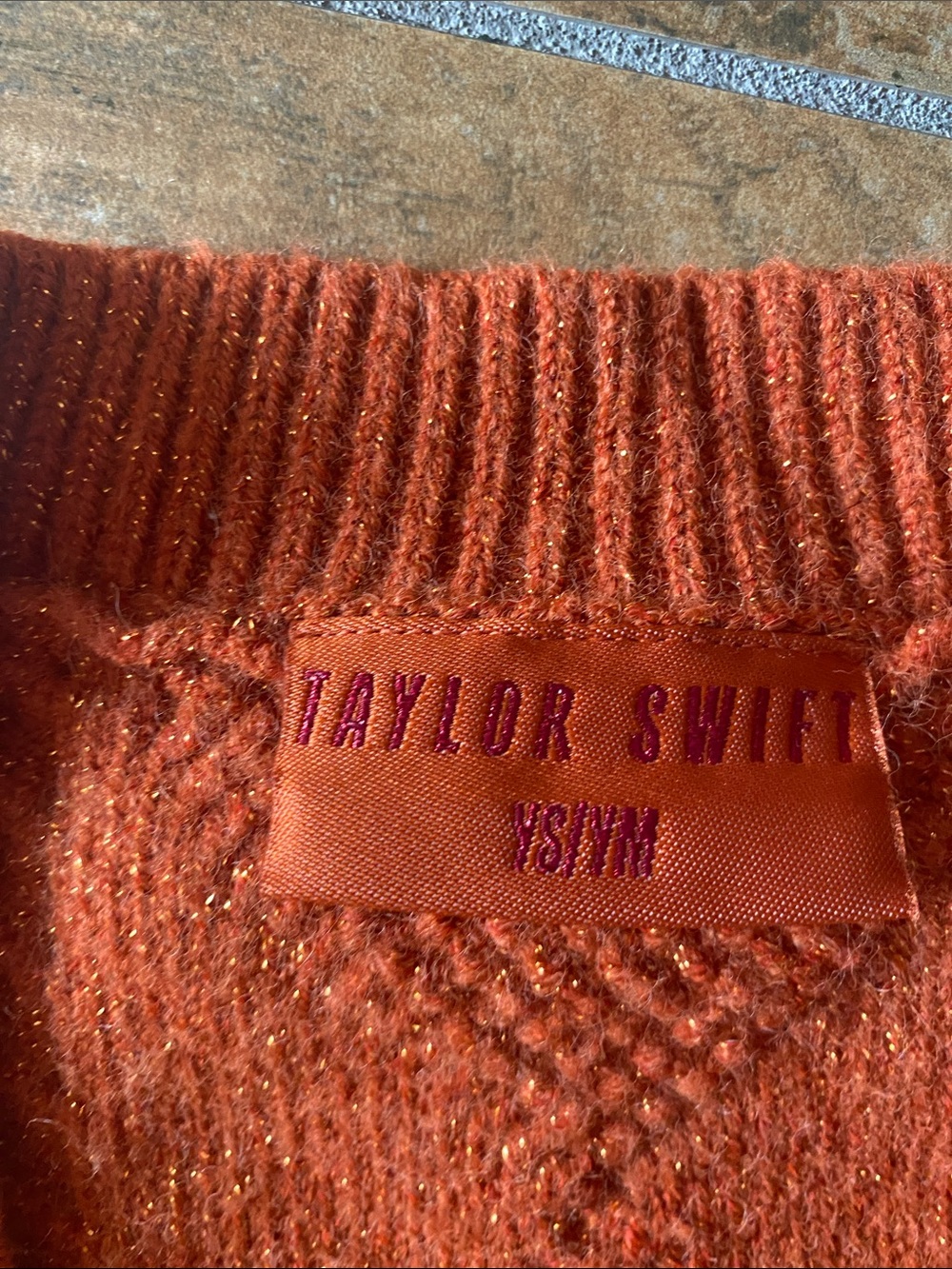 Girls Taylor Swift Burnt Orange Knit Cardigan w/ Shimmer. Excellent condition. - Picture 2 of 4